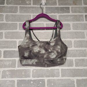 Athleta Womens Gray Abstract Sport Gym Training Bra Strappy‎ Back Size Medium